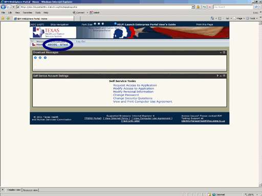 Screen shot of Portal Home page with ASOIG tab